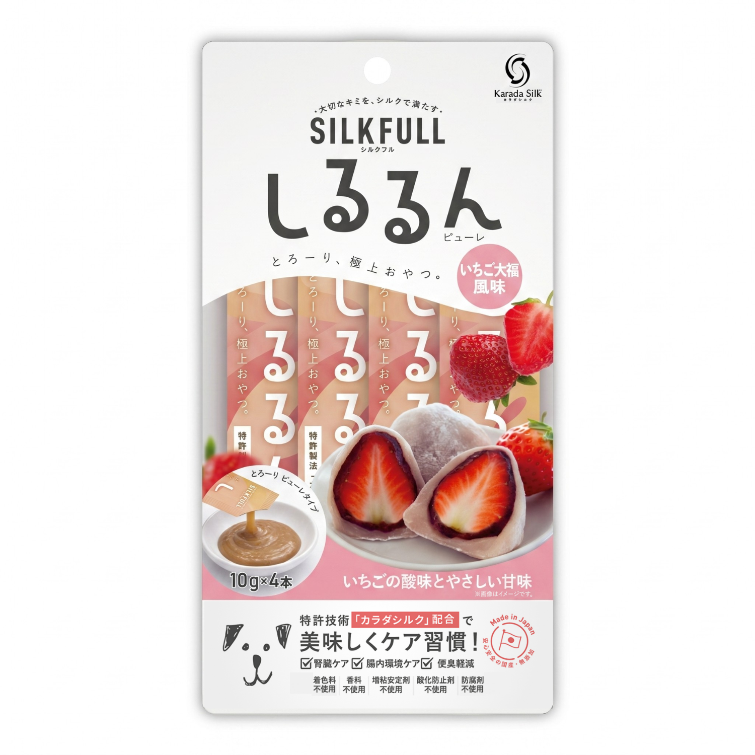SILKFULL 犬用しるるんピューレ（チキン、ヤギミルク、いちご大福）