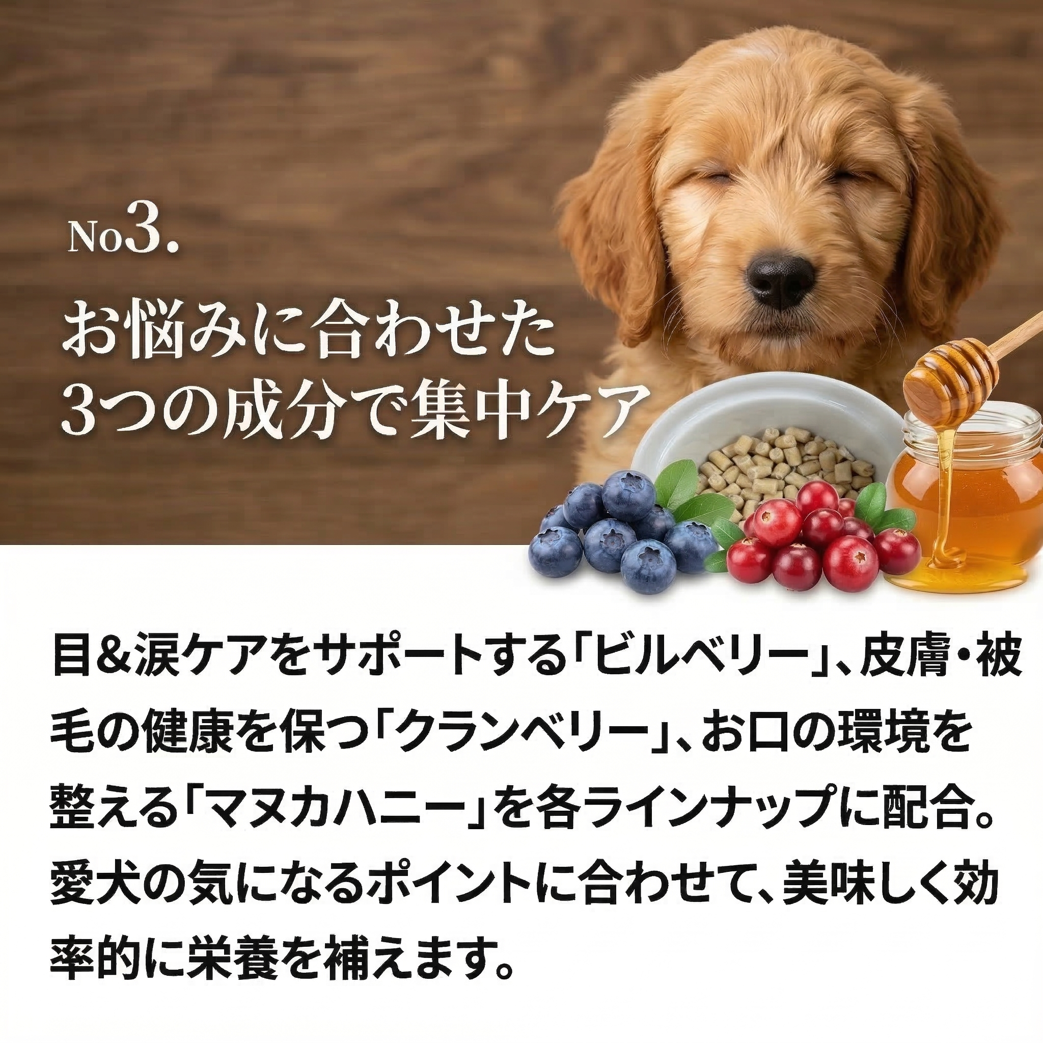 SILKFULL 犬用サプリおやつ（目＆涙ケア【ビルベリー】、皮膚被毛ケア【クランベリー】、口内ケア【マヌカハニー】）